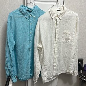 2 pack JCREW 100% linen button down shirts